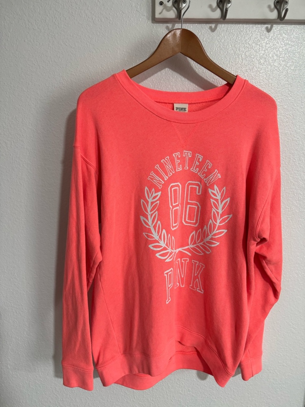 PINK Victoria's Secret Coral Graphic Crewneck Sweatshirt